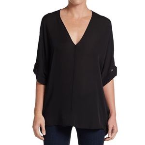 Vince Double Vee Kaftan Silk Blouse